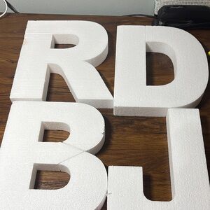 White Foam Letters R D B J